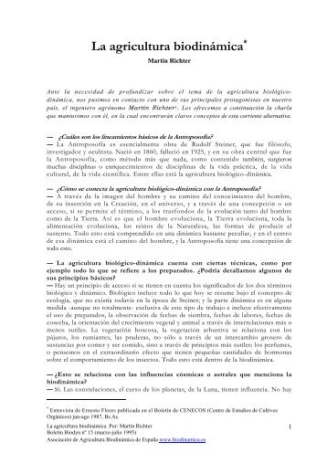 La Agricultura BiodinÃ¡mica (Matin Richter) pdf 5pg ... - Biodinamica