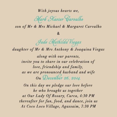 Mark And Jade Wedding Card 