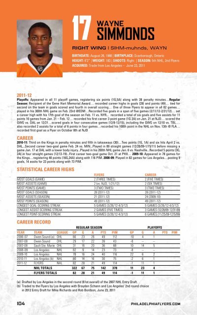 flyers media guide - Philadelphia Flyers