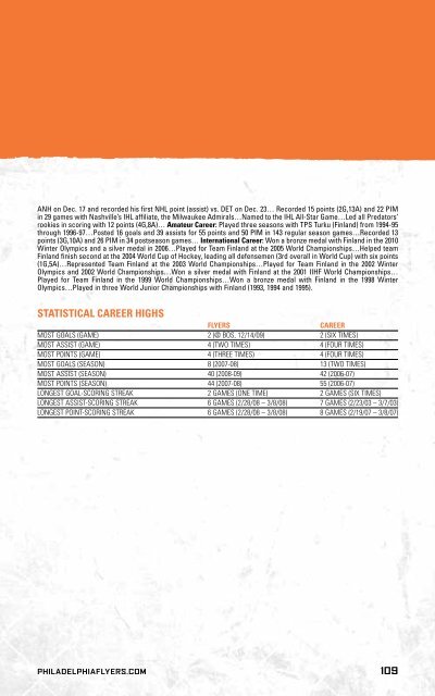 flyers media guide - Philadelphia Flyers