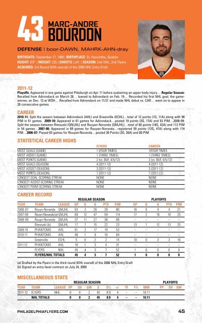 flyers media guide - Philadelphia Flyers