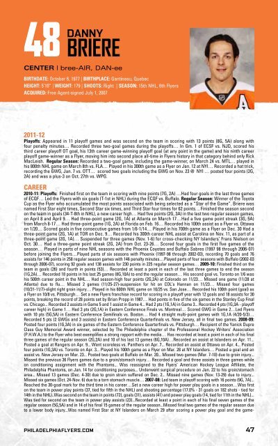 flyers media guide - Philadelphia Flyers