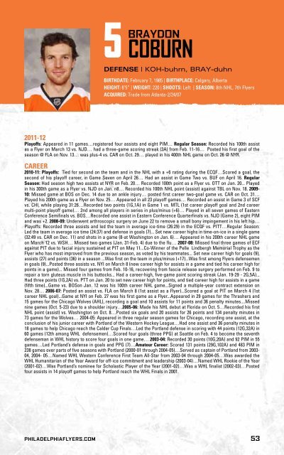 flyers media guide - Philadelphia Flyers