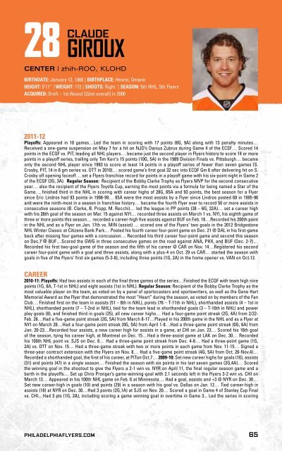 flyers media guide - Philadelphia Flyers