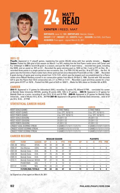 flyers media guide - Philadelphia Flyers