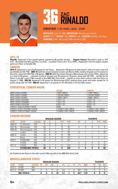 flyers media guide - Philadelphia Flyers