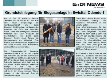 Grundsteinlegung fÃ¼r Biogasanlage in Swisttal-Odendorf - EnD-I AG