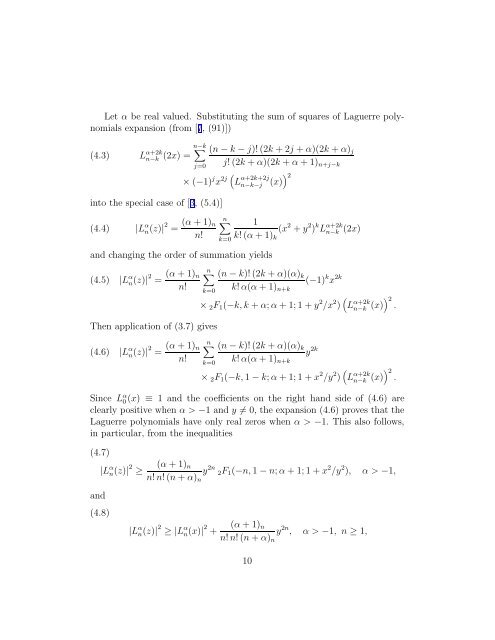 G. Gasper Using sums of squares to prove that ... - Fuchs-braun.com