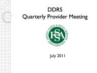 DDRS Quarterly Provider Meeting - State of Indiana