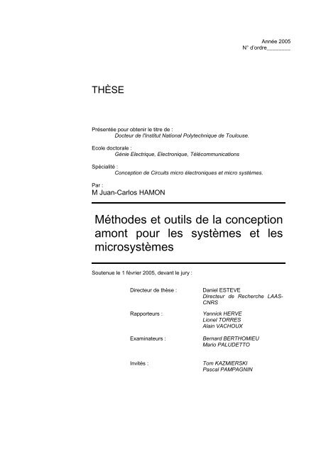 MÃ©thodes et outils de la conception amont pour les systÃ¨mes et les ...