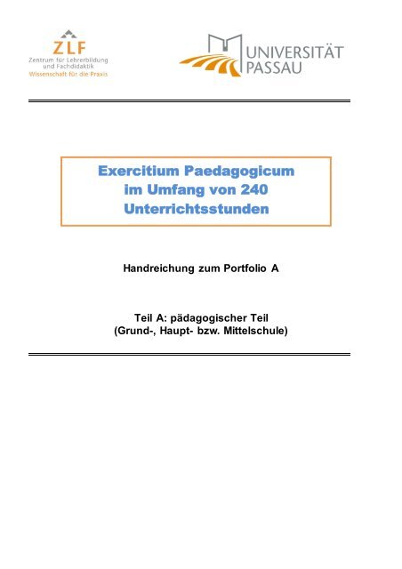 Handakte Teil A für das ExPaed - Universität Passau