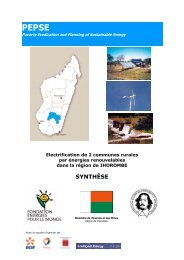 Programme PEPSE pour la rÃ©gion Ihorombe - Energies ...