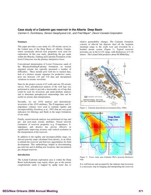 Case study of a Cadomin gas reservoir in the Alberta Deep Basin