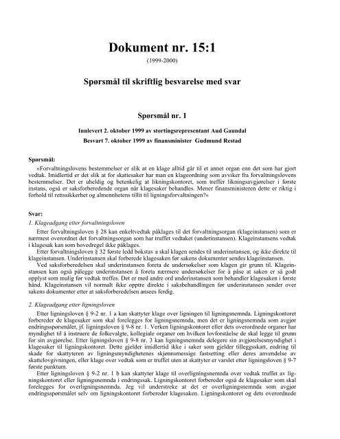 Dokument nr. 15 (1999-2000) (4 Mb) - Stortinget
