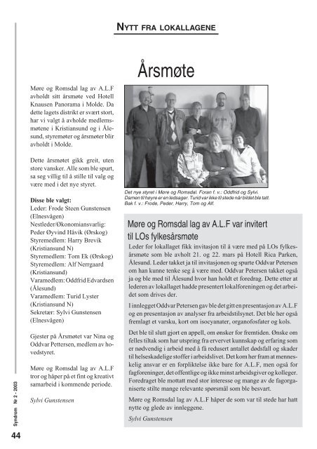 Syndrom Nr 2 - 2003 - Arbeidsmiljøskaddes landsforening