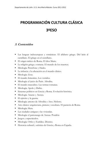 PROGRAMACIÓN CULTURA CLÁSICA 3ºESO - ies ana maría matute