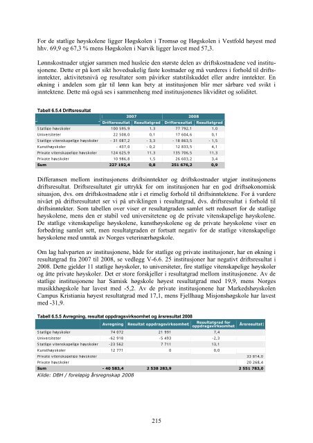 Tilstandsrapport for hÃ¸yere utdanningsinstitusjoner 2009 - DBH