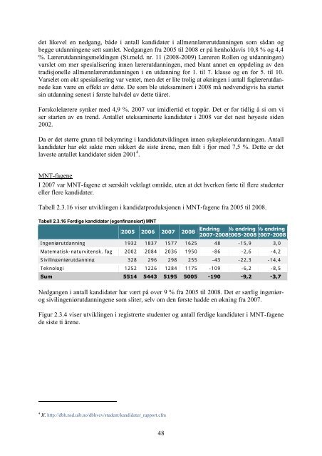 Tilstandsrapport for hÃ¸yere utdanningsinstitusjoner 2009 - DBH