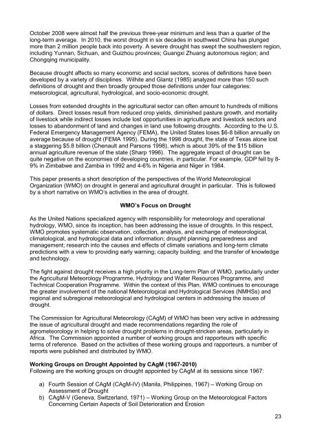 Agricultural Drought Indices - US Department of Agriculture