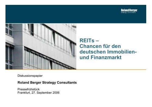 REITs – Chancen für den deutschen Immobilien- und Finanzmarkt