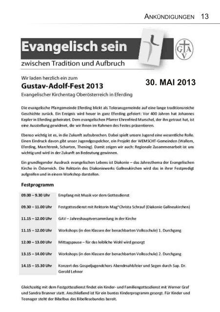 April/Mai2013 - Evangelische Pfarrgemeinde Gallneukirchen