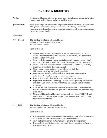 Resume - Matthew J Rutherford-website - Newberry Library