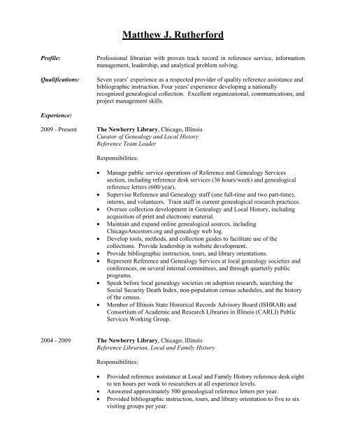 Resume - Matthew J Rutherford-website - Newberry Library
