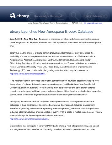ebrary Launches New Aerospace E-book Database