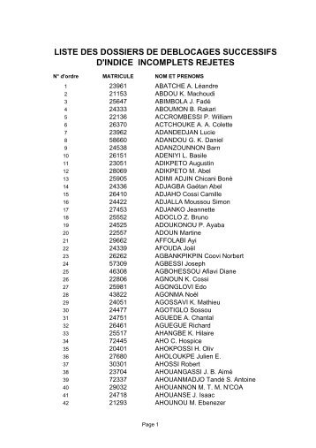 LIST CENTRALISEE