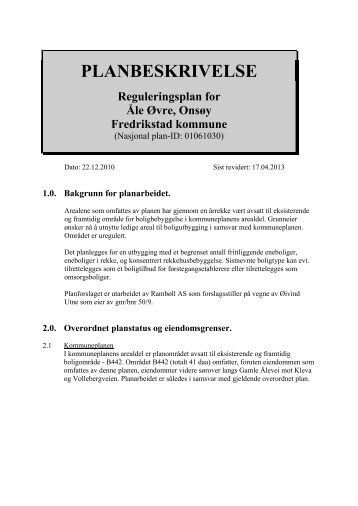 PLANBESKRIVELSE - Fredrikstad kommune