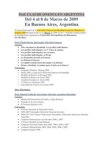 Del 4 al 8 de Marzo de 2009 En Buenos Aires, Argentina - Femebal