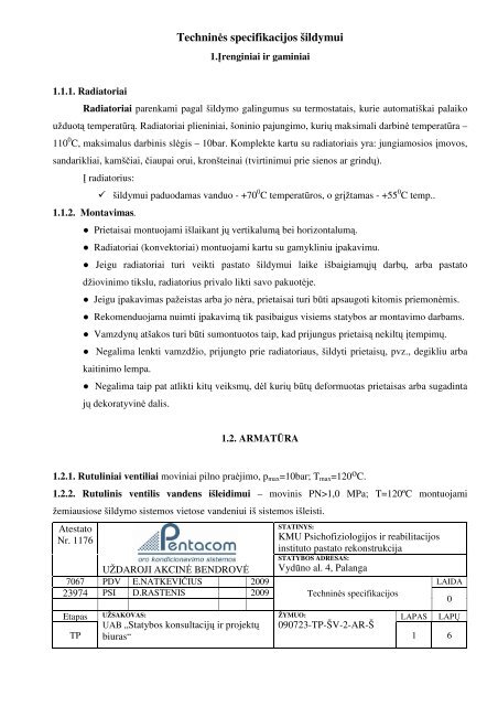 TechninÄs specifikacijos Å¡ildymui - Psichofiziologijos ir reabilitacijos ...