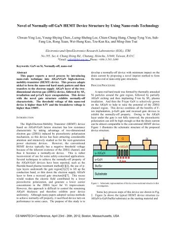 Novel of Normally-off GaN HEMT Device Structure by ... - CS Mantech