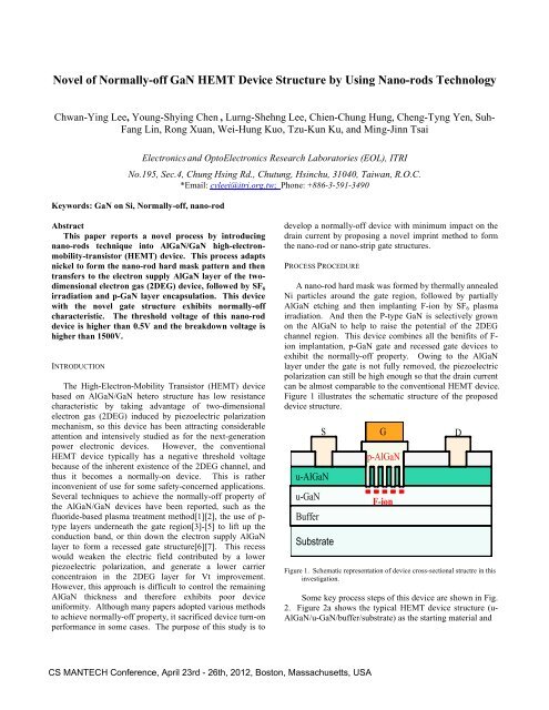 Novel of Normally-off GaN HEMT Device Structure by ... - CS Mantech