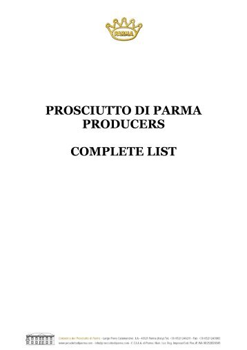 prosciutto di parma producers complete list - Consorzio del ...