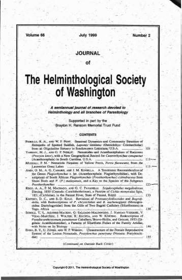 The Helminthological Society of Washington - Peru State College