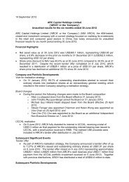 ARCH Interim Results to 30 June 2012 - ARC Capital Holdings Ltd