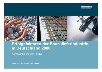 Erfolgsfaktoren der Bauzulieferindustrie in Deutschland 2006