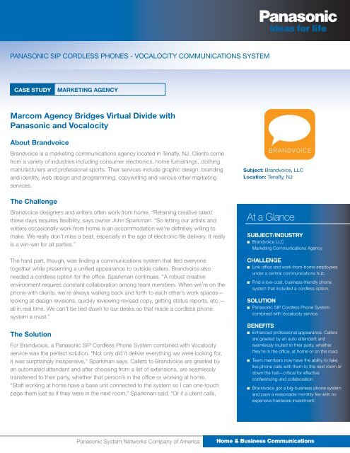 Marcom Agency Bridges Virtual Divide with - Panasonic