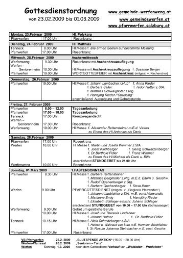 Gottesdienstordnung - Gemeinde Werfenweng