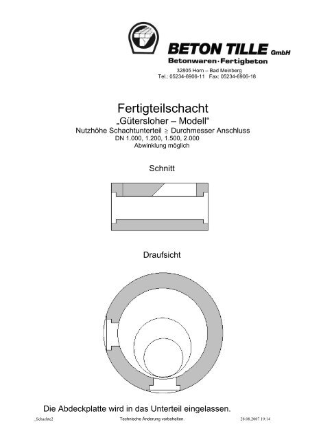 Hochleistungsbeton - Rohre - Beton Tille GmbH