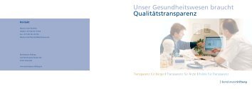 Unser Gesundheitswesen braucht QualitÃ¤tstransparenz