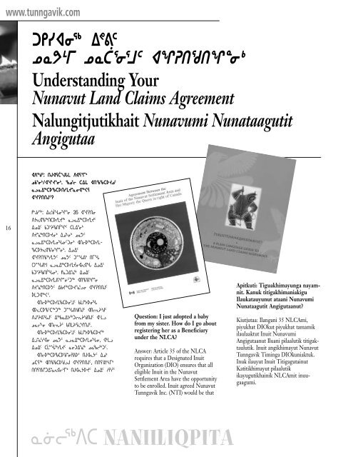 Naniiliqpita Magazine â Summer 2006 - Nunavut Tunngavik Inc.