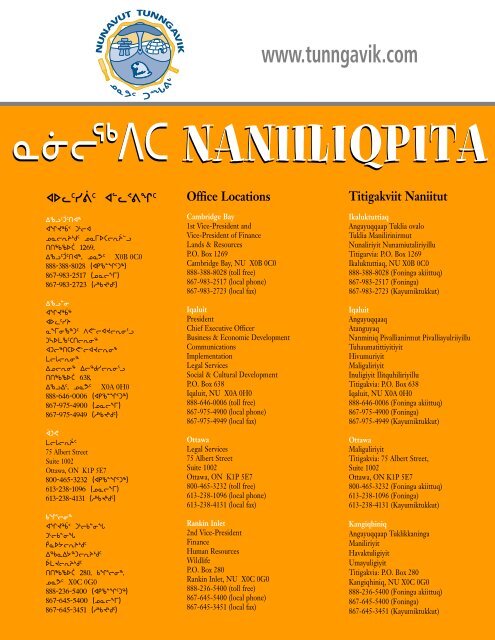 Naniiliqpita Magazine â Summer 2006 - Nunavut Tunngavik Inc.