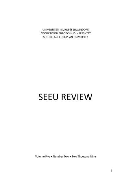 SEEU Review vol. 5 Nr. 2 (pdf) - South East European University