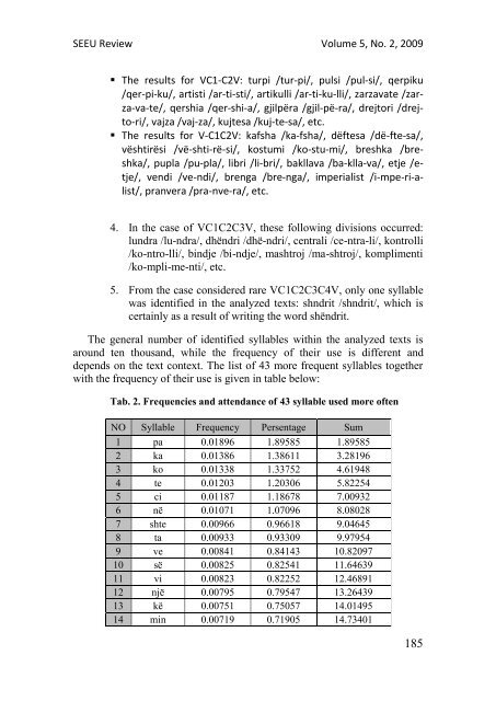 SEEU Review vol. 5 Nr. 2 (pdf) - South East European University