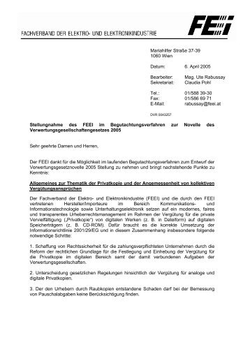 Vorlage Fax deutsch ab 1.6.1994 - FEEI