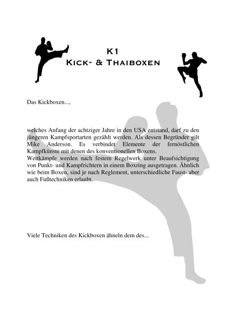 Download Kick- u. Thaiboxen als *.pdf hier - Contact Sports Bochum