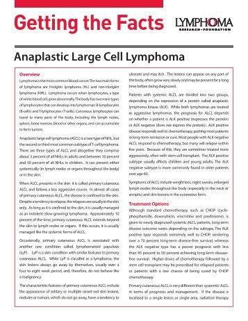 Anaplastic Large Cell Lymphoma - Cutaneous Lymphoma Foundation