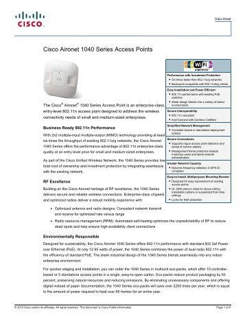 Cisco Aironet 1040 Series Access Points - CompTek